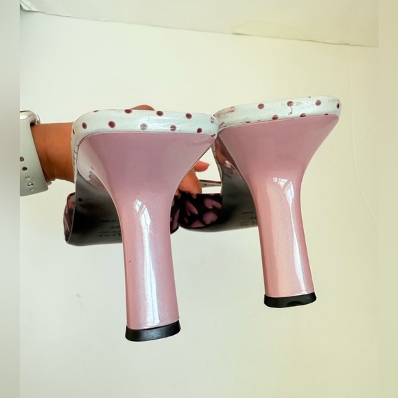 Prada Vintage Black Pink Heart print square toe slide mule sandals EU 40 - Picture 6 of 9